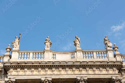 detail of the statues of Palazzo Madama in Turin photo