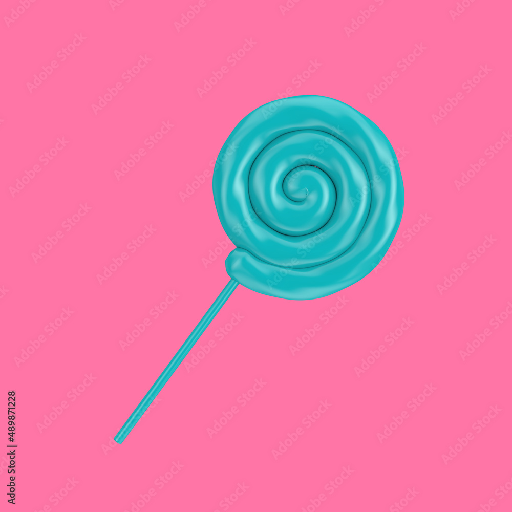 Blue Swirl Lollipop in Duotone Style. 3d Rendering Blue Swirl Lollipop in Duotone Style. 3d Rendering