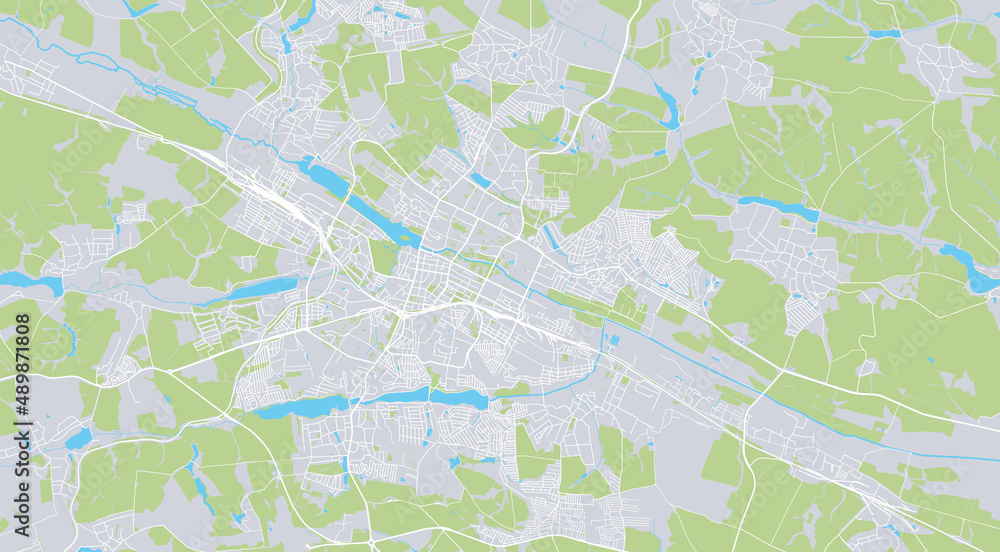 Urban vector city map of Khmelnytskyi, Ukraine, Europe