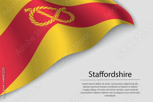 Wave flag of Staffordshire is a county of England. Banner or ribbon photo