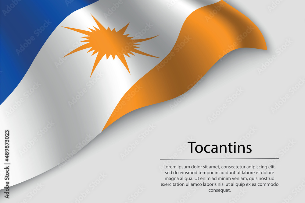 Fototapeta Wave flag of Tocantins is a state of Brazi