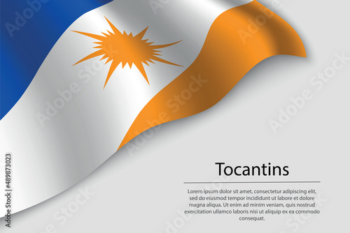 Wave flag of Tocantins is a state of Brazi