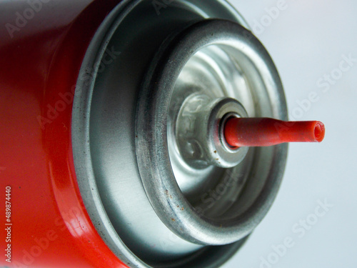 Gas cylinder with nozzle open