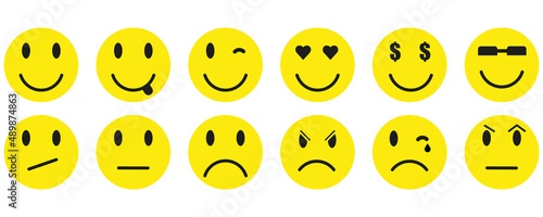 Big set of emoticons. Collection of emoticons isolated on a white background. Vector illustration.