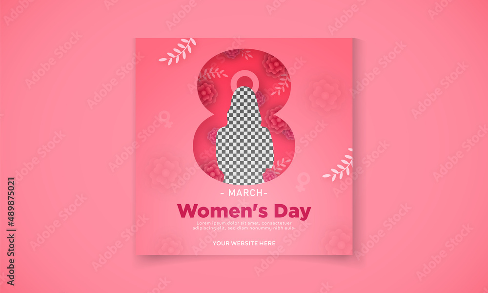 women's day template for social media with colorful flowers vector