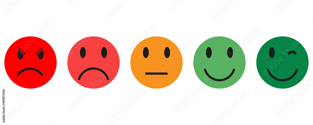 Smilies from red to green. service rating from bad to good from bad to excellent. Vector illustration Smilies from red to green. service rating from bad to good from bad to excellent. Vector illustration