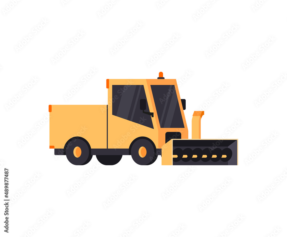 Snowplow truck colorful icon or symbol flat vector illustration isolated.