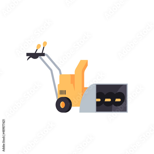 Manual snow plow machine icon or symbol, flat vector illustration isolated.