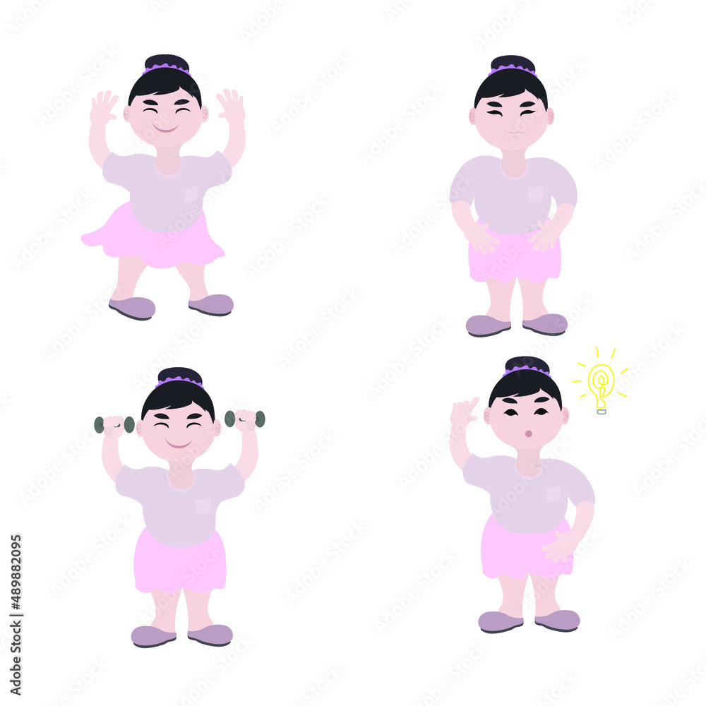 Asian girl Vector cartoon character Asian girl Vector cartoon character