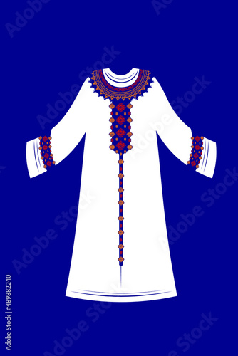 Design of traditional islamic muslim dress for woman, black fashion beautiful abaya from UAE or Saudi Arabia. Luxury icon abaya. Beautiful arabic abaya flat lay. muslim hijab, islamic female clothing.