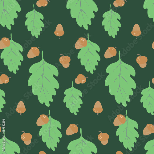 Seamless pattern with forest plant elements. vector