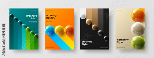 Simple realistic balls brochure layout collection. Premium corporate cover design vector illustration bundle.