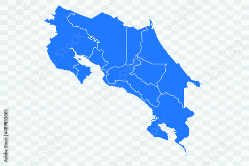 Costa Rica Map blue Color on Backgound png