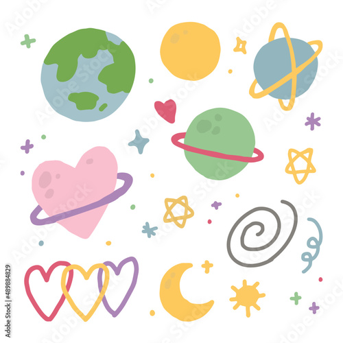 Set of illustrations of the universe