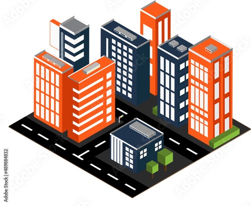Isometric city view. Smart city