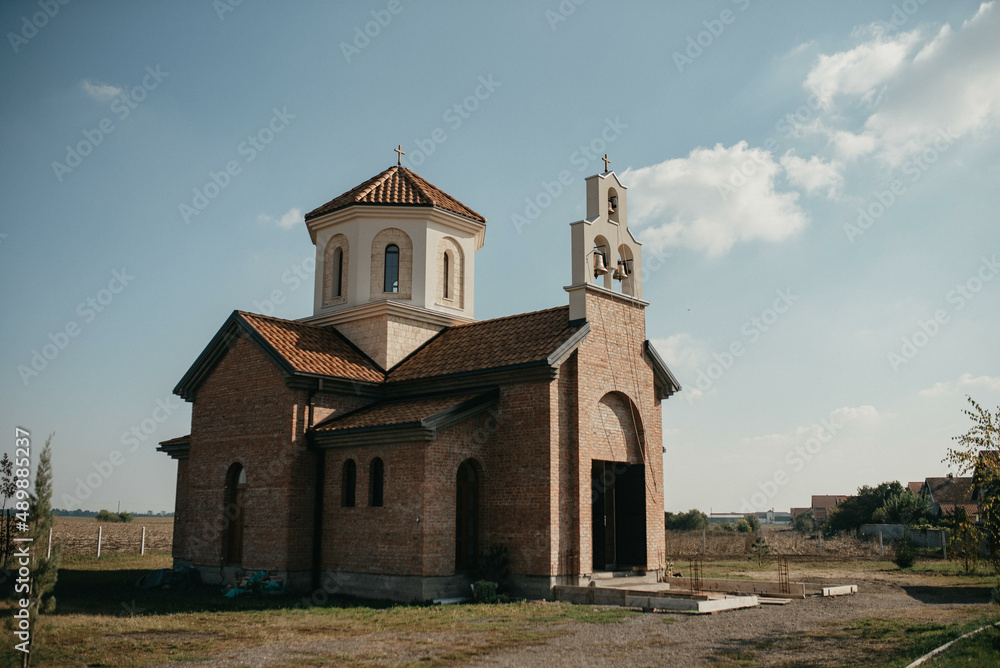 Ortodox church with Christian cross. Old orthodox church.