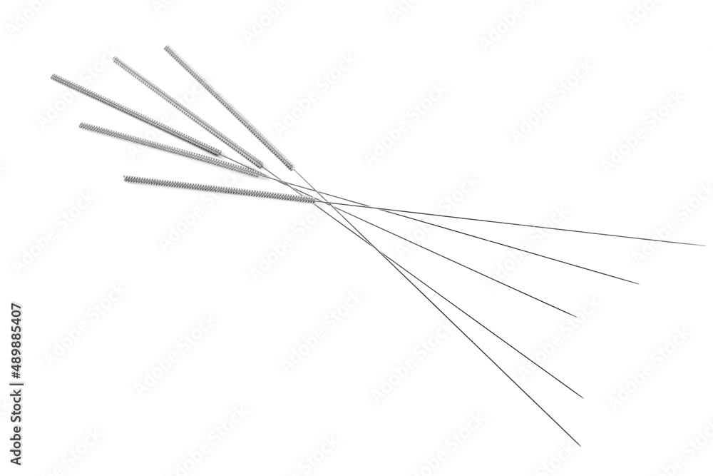 Many needles for acupuncture on white background Many needles for acupuncture on white background