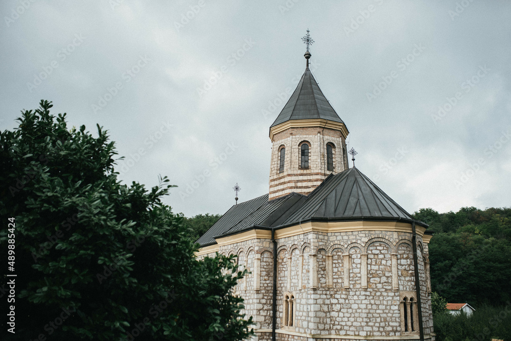 Ortodox church with Christian cross. Old orthodox church.