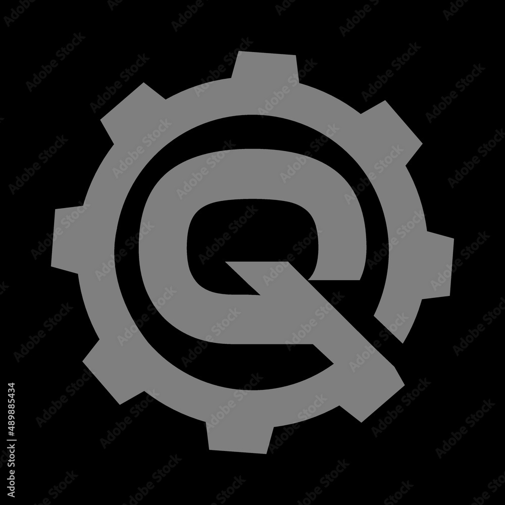 Letter Q gear vector template logo. This Design is suitable for technology, industrial or automotive. Gradient Gray. Letter Q gear vector template logo. This Design is suitable for technology, industrial or automotive. Gradient Gray.