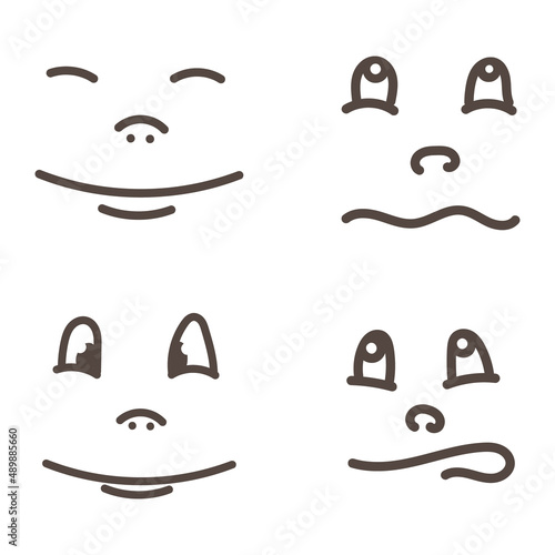 A set of muzzles with different facial expressions