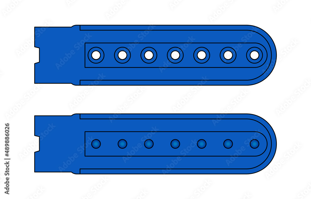 Obraz premium Blue Plastic Snap back Cap Closure Strap Template on White Background, Vector File