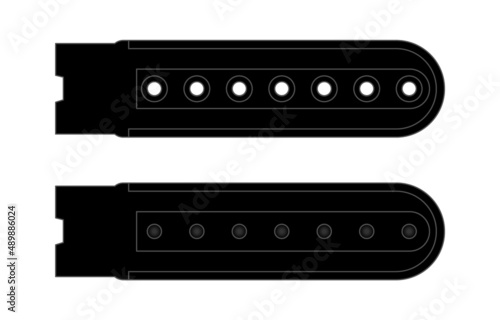 Black Plastic Snapback Cap Closure Strap on White Background, Vector File