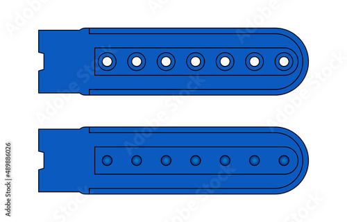 Blue Plastic Snap back Cap Closure Strap Template on White Background, Vector File