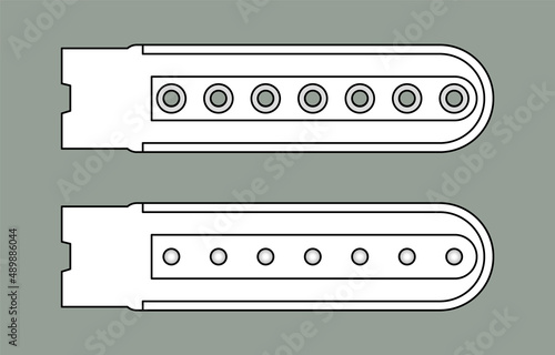 White Plastic Snapback Cap Closure Strap on Gray Background, Vector File
