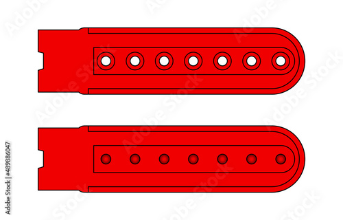 Red Plastic Snapback Cap Closure Strap on White Background, Vector File