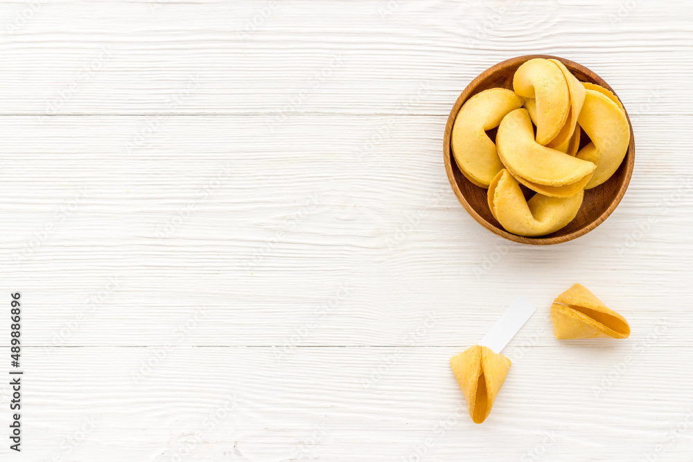 Bowl of Chinese New Year fortune cookies. Good luck concept Bowl of Chinese New Year fortune cookies. Good luck concept