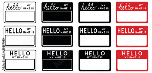 Hello my name is Sticker Tag Clipart Set - Outline, Silhouette and Color