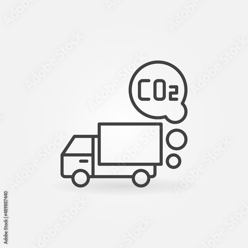 Truck Exhaust CO2 outline vector concept icon