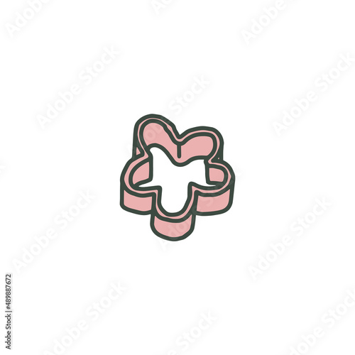 Cookie metal cutter or cookie mold, hand drawn vector illustration isolated.