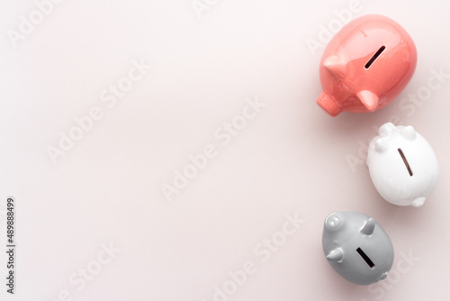 Currency saving with piggy bank. Financial planning and investments concept