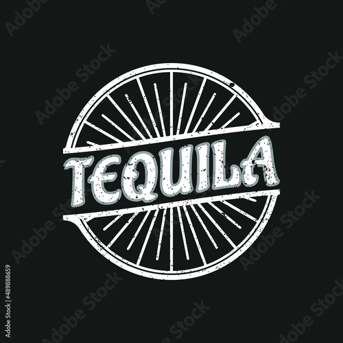 Vintage tequila banner design on the chalkboard. Poster alcohol, vector illustration