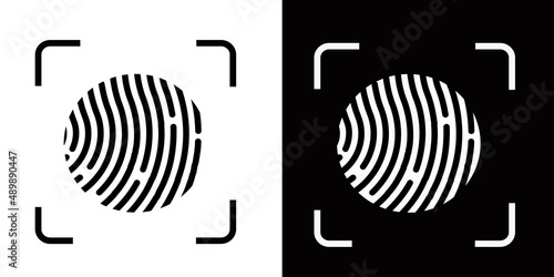 Vector Fingerprint Scanning icon. Two-tone version of Fingerprint Scanning simple icon on black and white background