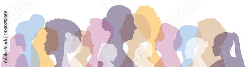 Women of different ethnicities together. Flat vector illustration. photo