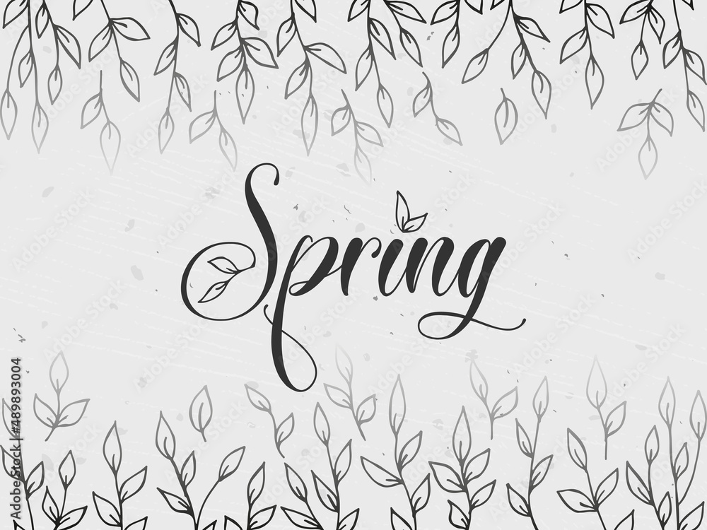 Naklejka premium Spring lettering. Vector illustration with texture on a gray background.