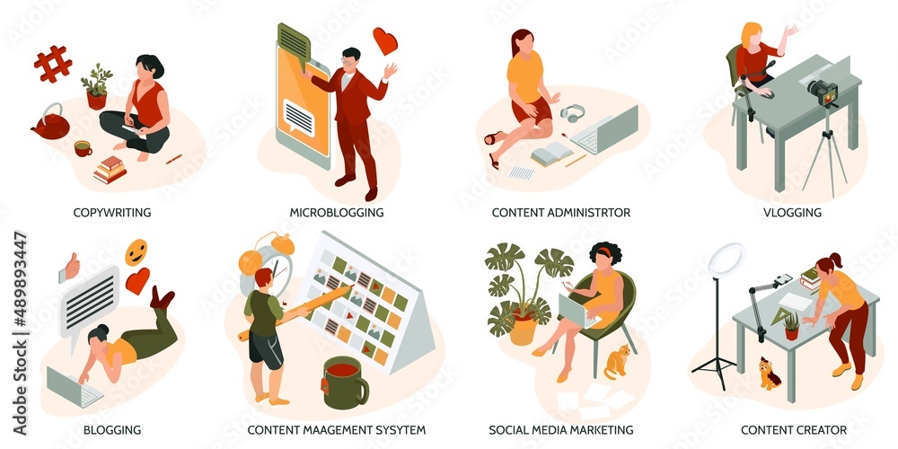 Isometric Content Manager Composition Set Isometric Content Manager Composition Set