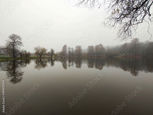 Misty morning on the lake - autumn morning