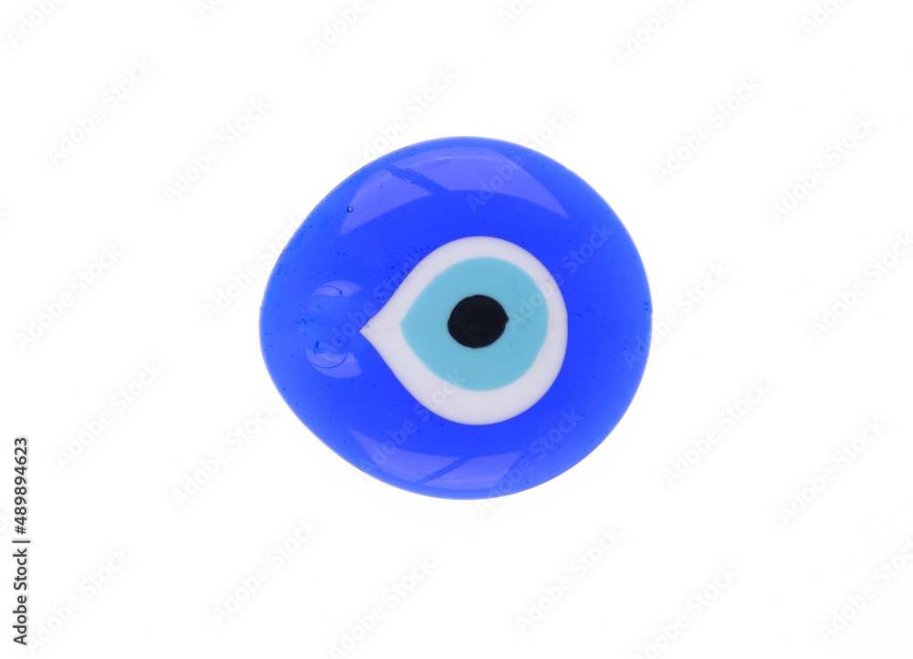 Turkish eye amulet, blue glass on a white background Turkish eye amulet, blue glass on a white background