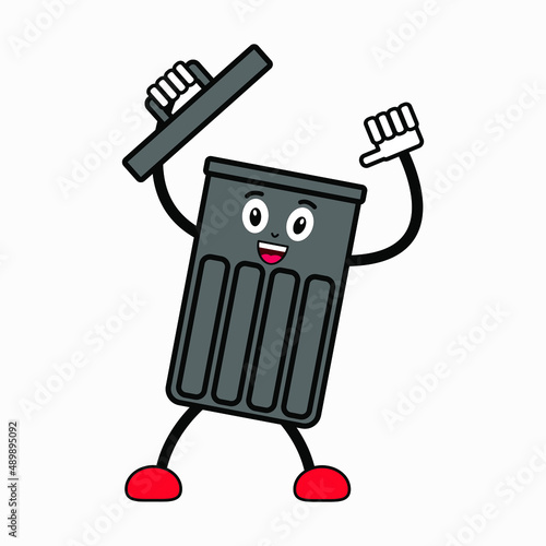 trash can cartoon on white background for various purpose