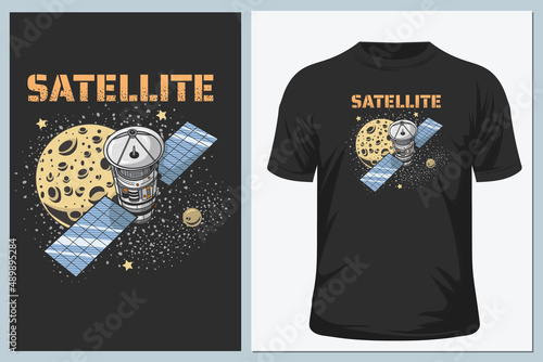 GPS satellite vector illustration for t shirt