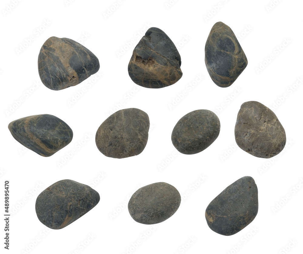 black rock stone set isolated on white background,Clipping path black rock stone set isolated on white background,Clipping path