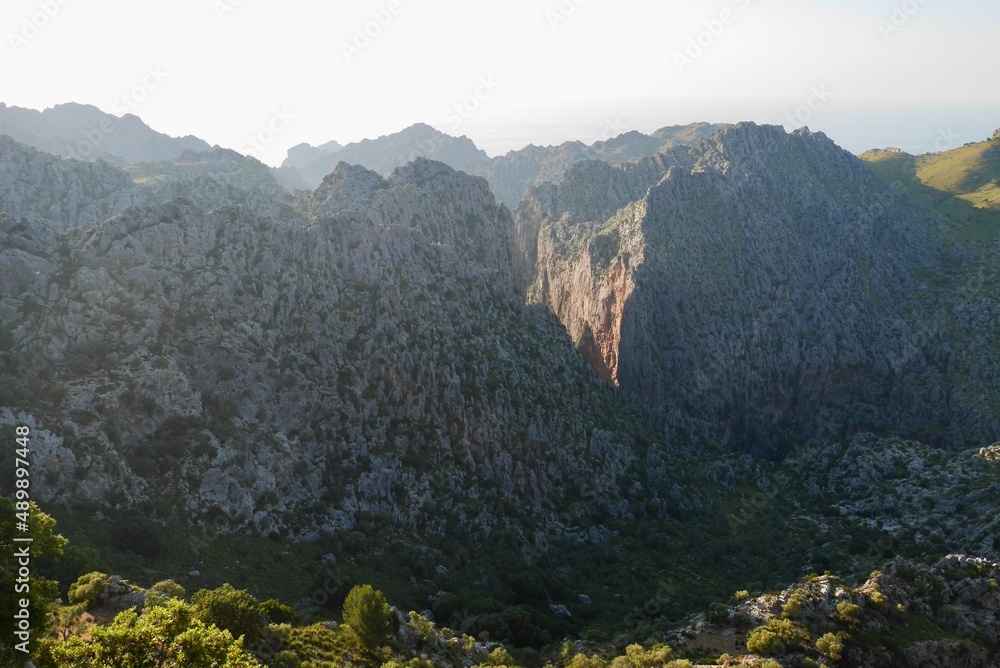 Panoramic view of Tramuntana mountains. Majorca, Spain.