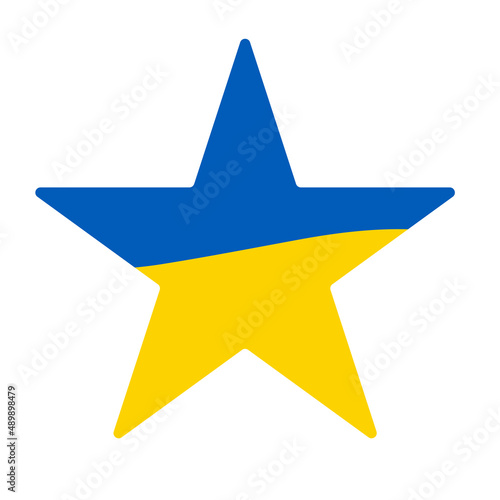 Yellow blue flag icon in the shape of star