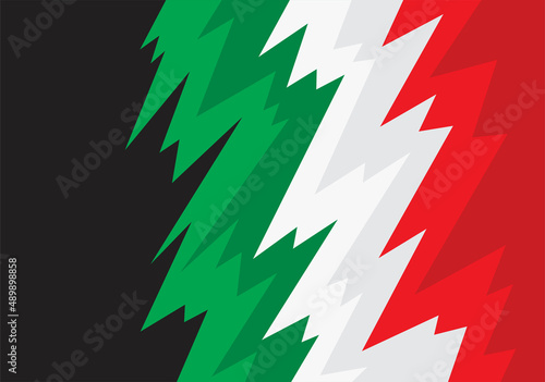 Abstract background with spikes and zigzag pattern and with Italian color theme