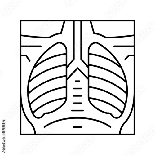 lungs x-ray line icon vector illustration