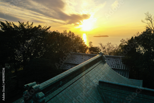 香川県観音寺市 高屋神社から見た夕日