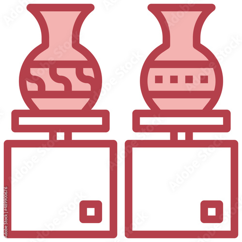 POTTERY red line icon,linear,outline,graphic,illustration